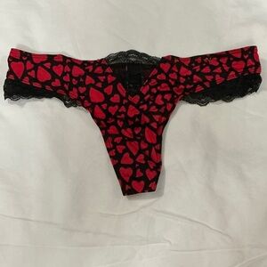 Victoria’s Secret Heart Patterned Lace Trim Thong